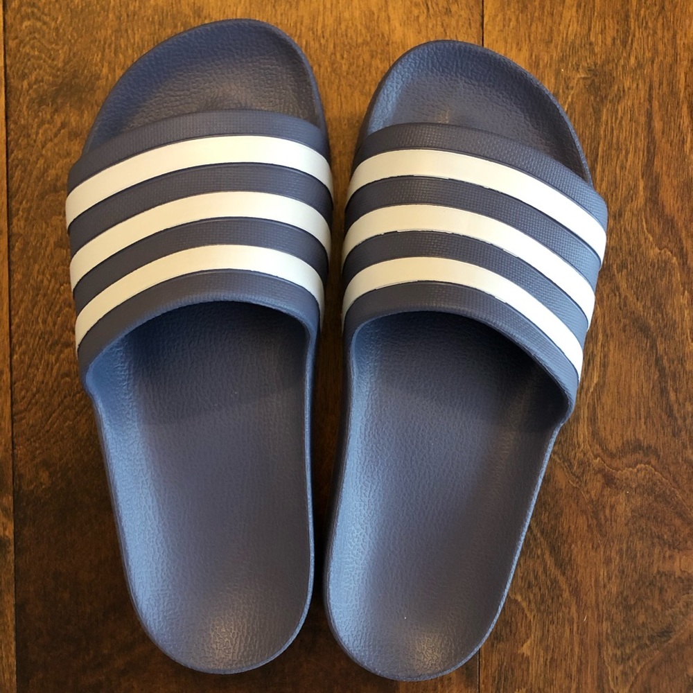 Blue Adidas Slides